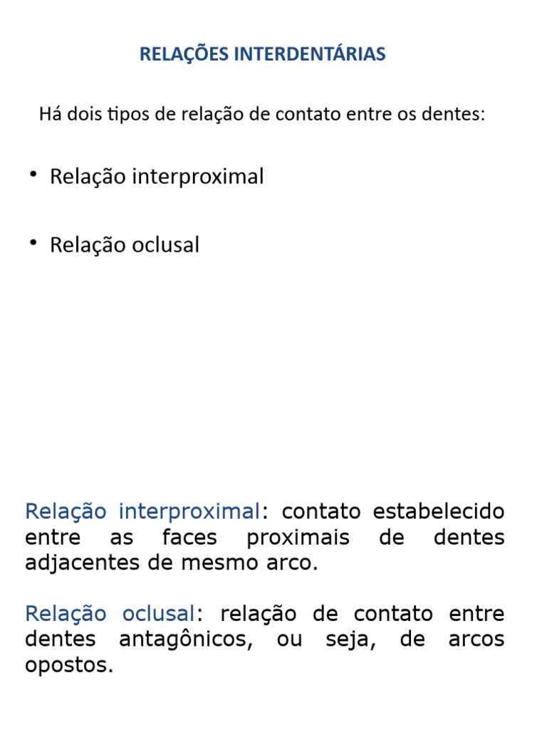 Relações Interdentais e Interproximais | PDF | Dente | Anatomia humana