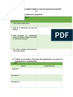 Planificación Del Debate Sobre El Uso Del Celular en Nuestra I