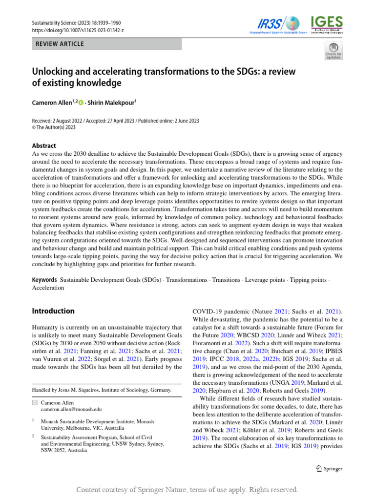 (2023) Unlocking - Accelerating - Transform - SDGs - A - Review ...