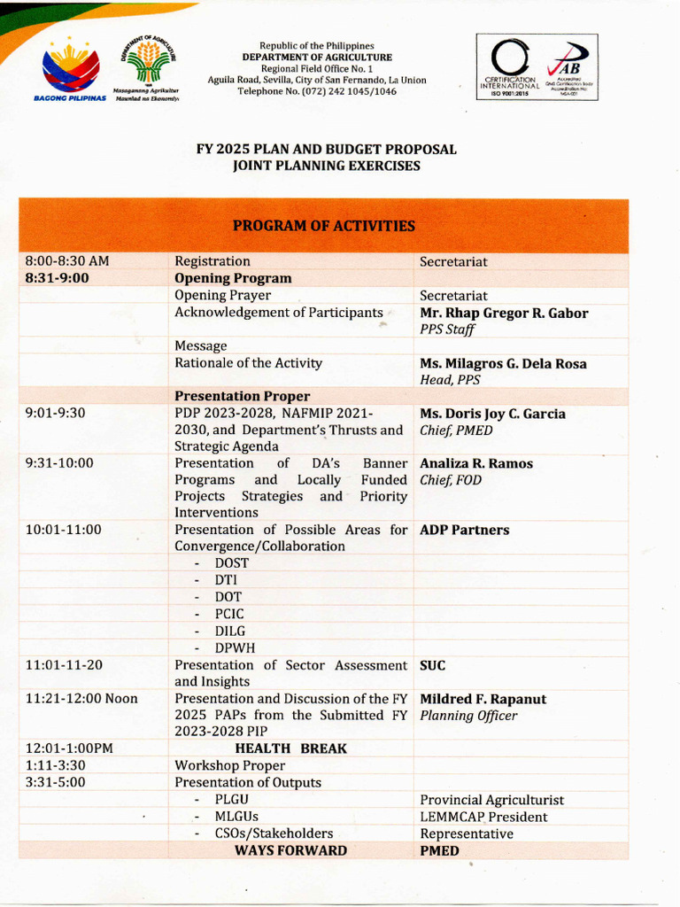 Program Joint Planning Exercises PDF