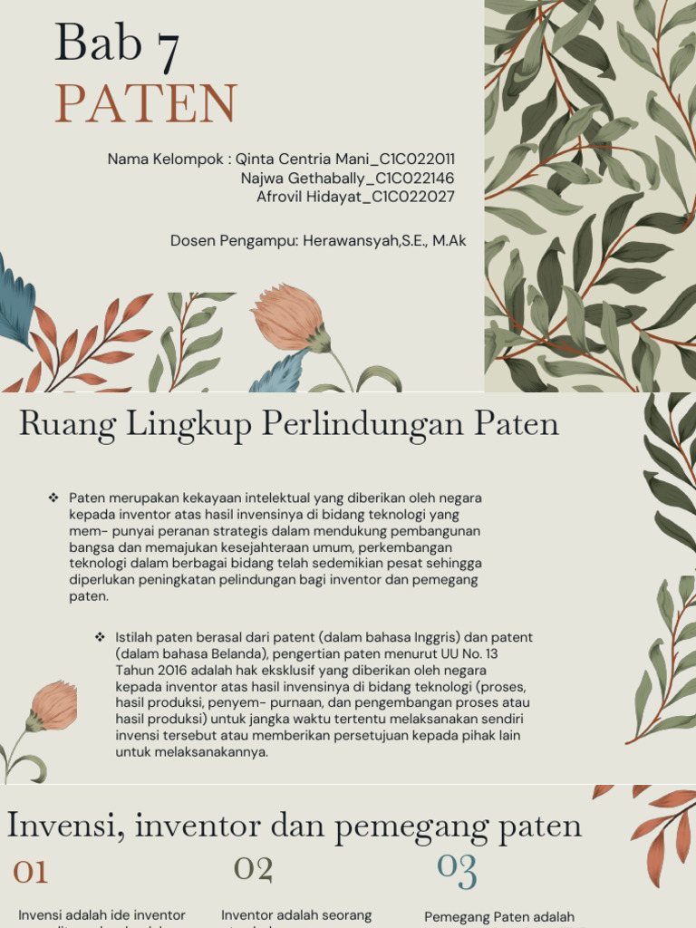 Definisi dan Perlindungan Invensi Paten | PDF