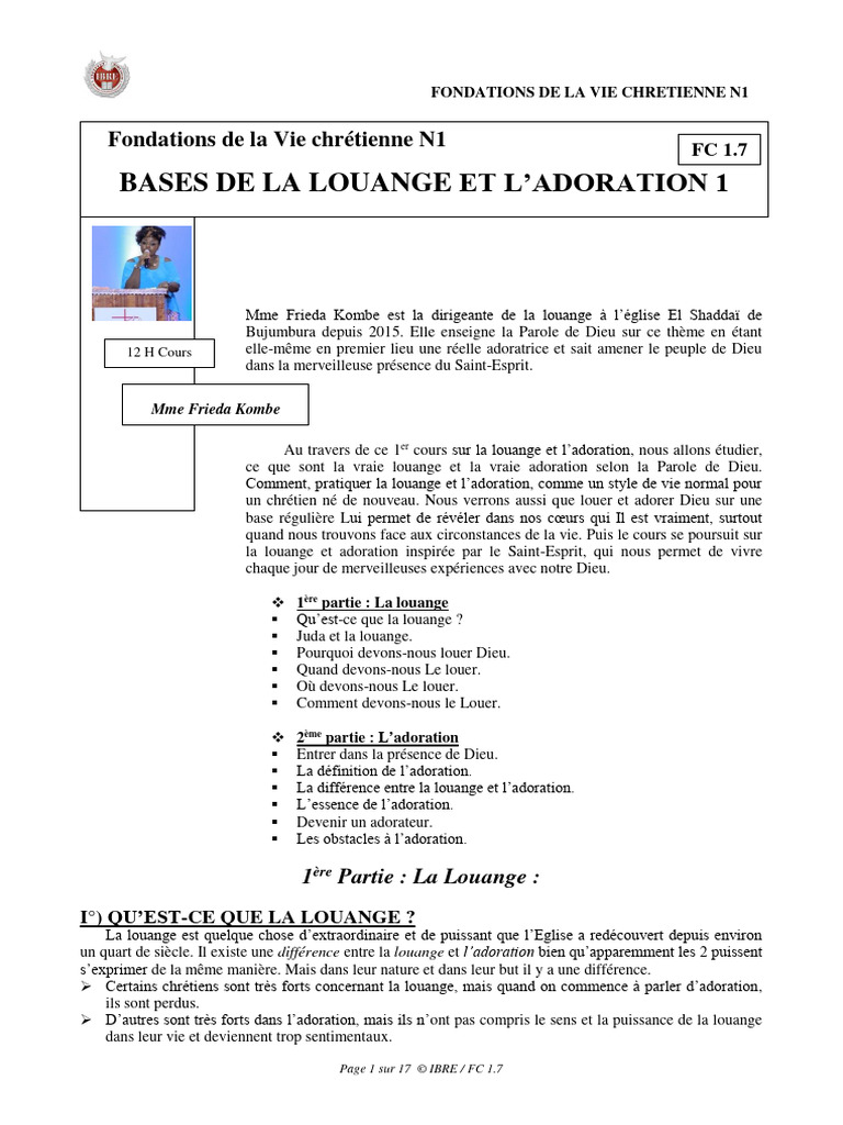 Fondements de la Louange Chrétienne | PDF | Jacob | Dieu