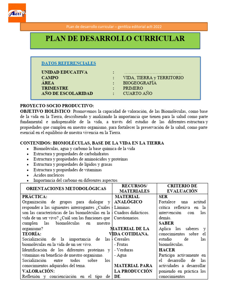 Biogeografía 4to - Plan de Desarrollo Curricular 2021-1 | PDF ...