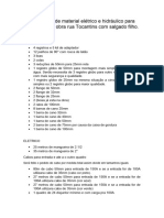 Orçamento de Material Elétrico e Hidráulico para Conclusão Da Obra Rua Tocantins Com Salgado Filho