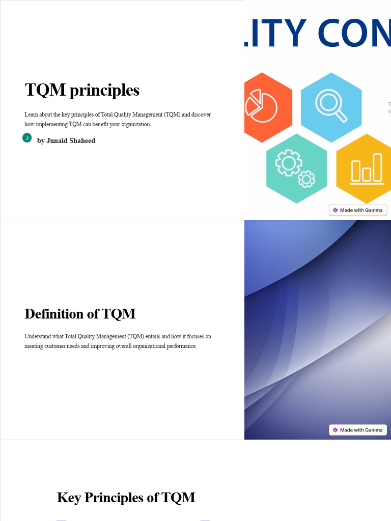 TQM Principles | PDF | Empowerment | Quality Management