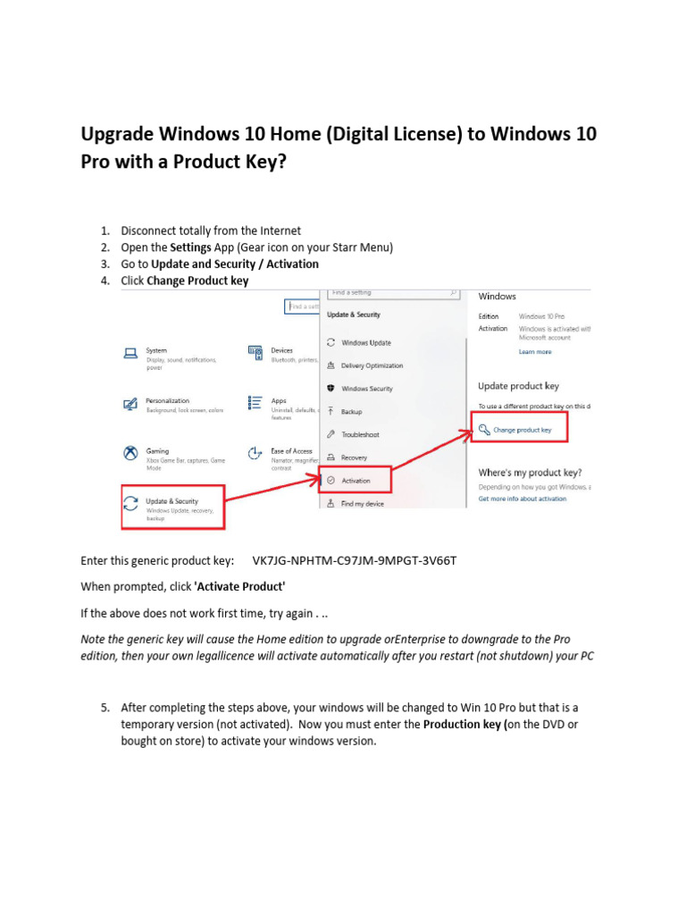 Upgrade Windows 10 Home (Digital Key) To Pro PDF
