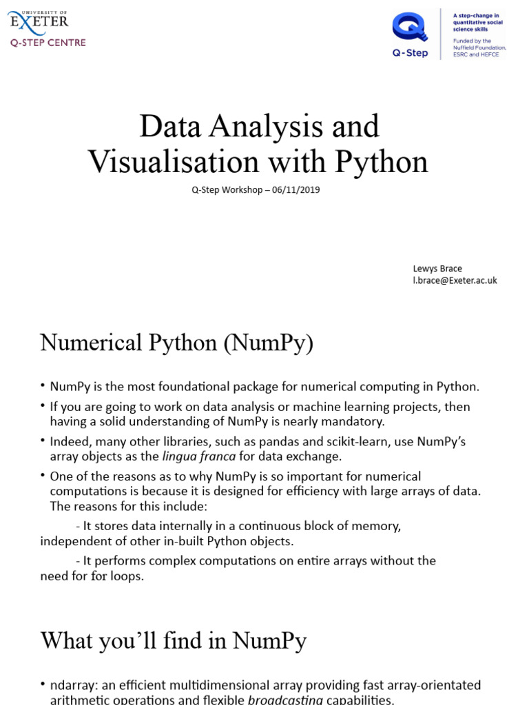 Q-Step WS 06112019 Data Analysis and Visualisation With Python | PDF ...
