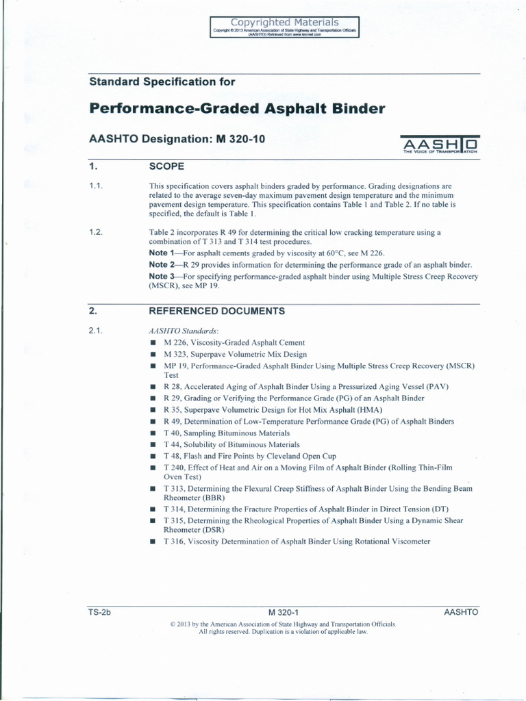 AASHTO M 320-10 Performance Graded Asphalt Binder | PDF | Viscosity ...