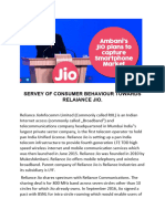 Servey of Consumer Behaviour Towards Relaiance Jio