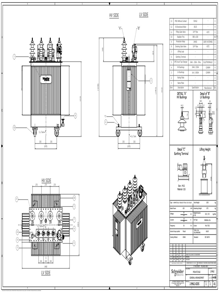 630 Kva - Private b62 | PDF | Transformer | Manufactured Goods