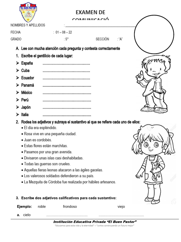 Examen de Comunicación Quinto Grado | PDF | Hogar, jardinería y bricolaje