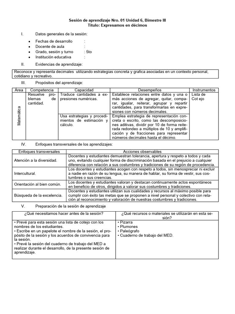 Aprendizaje de Decimales en 5to Grado | PDF | Aprendizaje | Evaluación