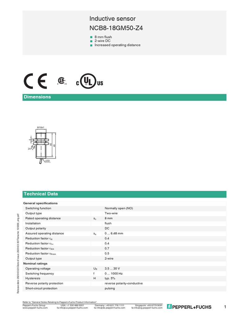 Proximity Sensor Ncb8 18gm50 z4 | PDF | Electrical Components ...