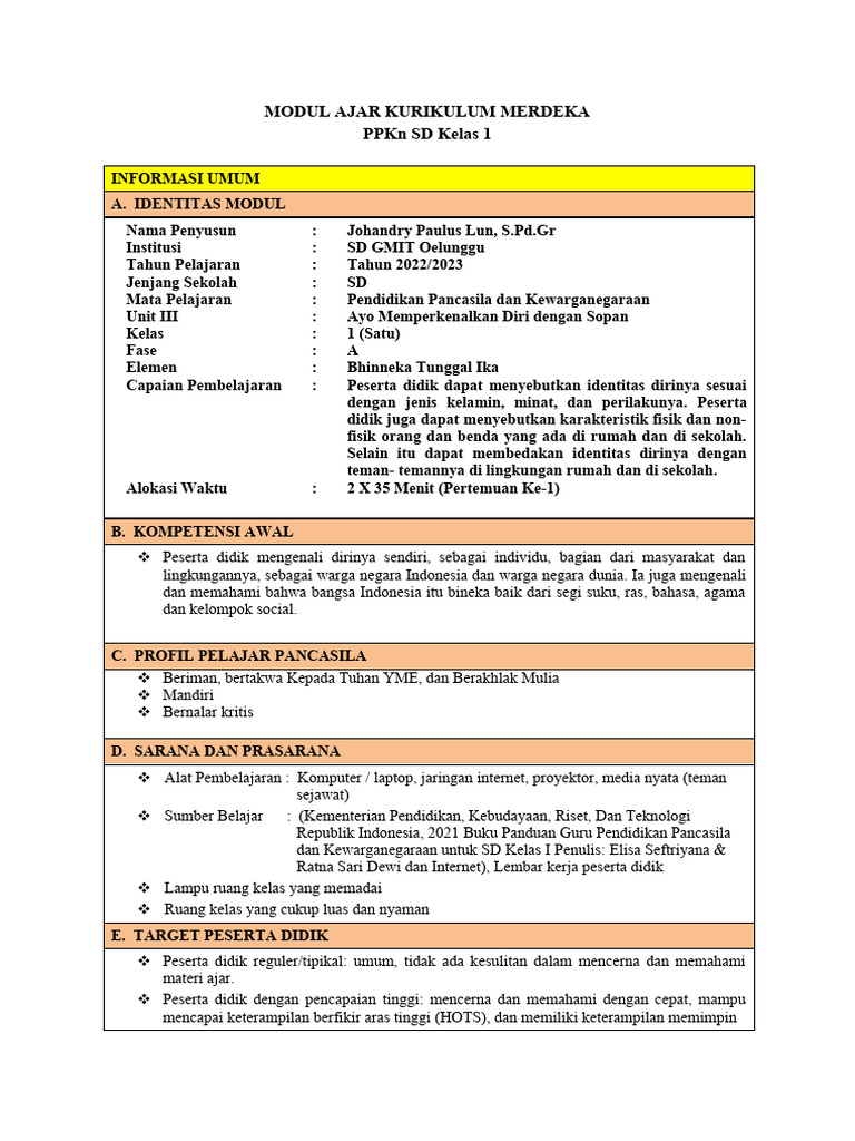 Modul Ajar Kurikulum Merdeka Praktek Pdf