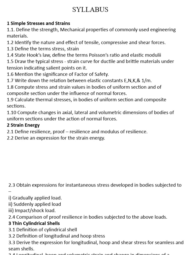 Diploma Strength of Materials 5th Unit PDF Bending Beam (Structure)