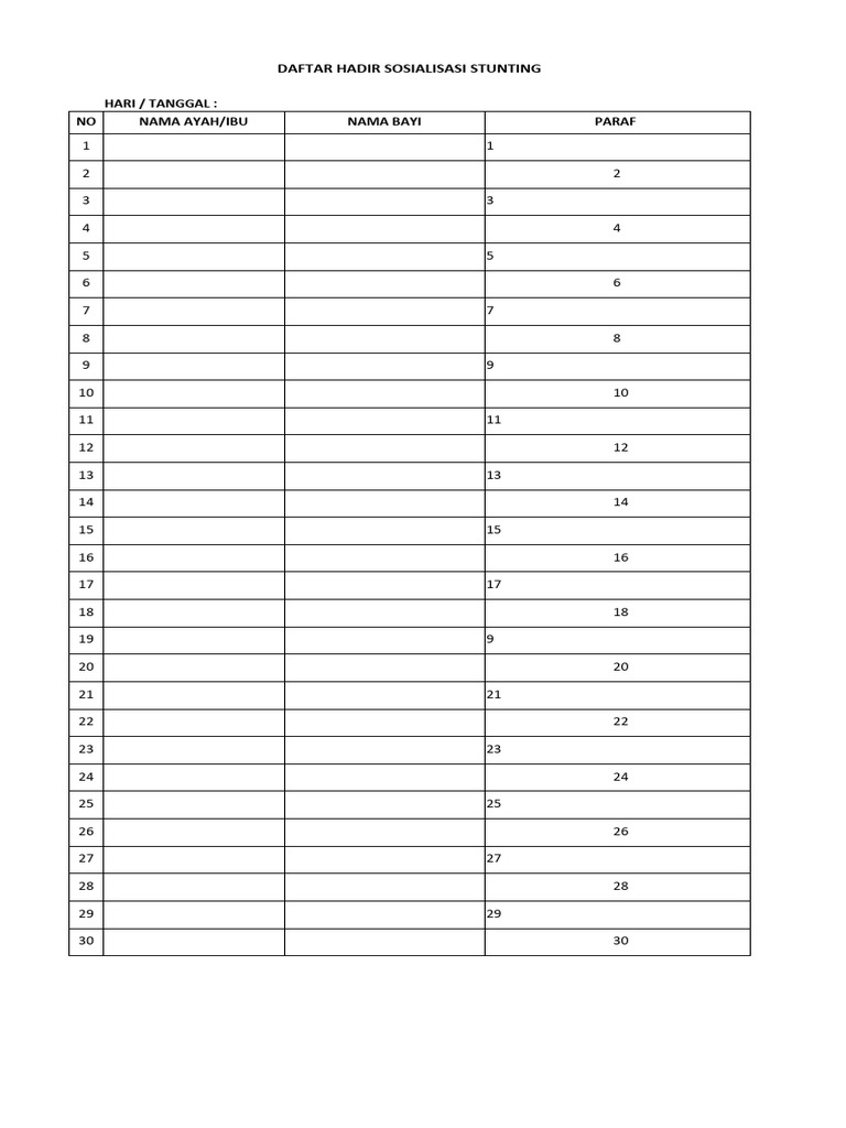Daftar Hadir Sosialisasi Stunting | PDF