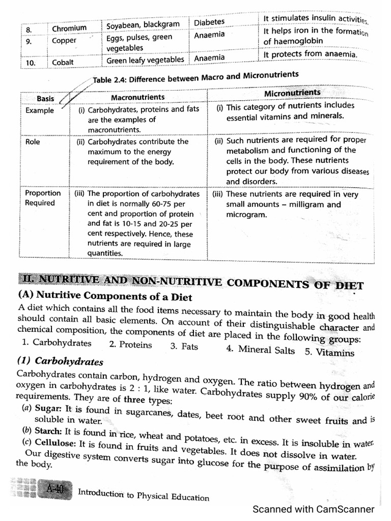 Nutritive & Non Nutritive Food Component | PDF