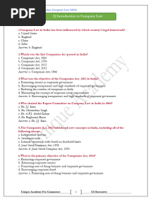 Company Law MCQ Notes