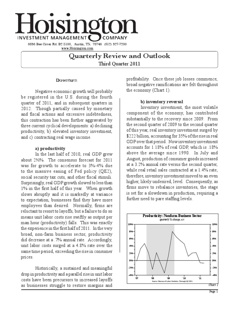 Van Hoisington Letter, Q3 2011 PDF Money Supply Recession