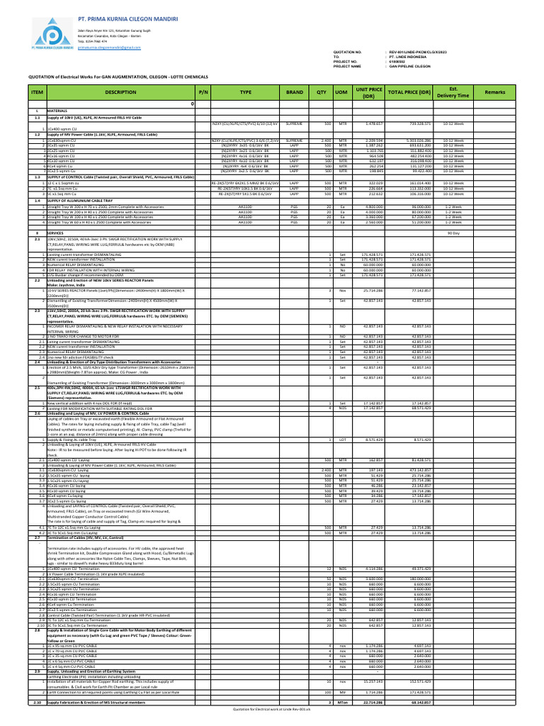 Electrical Quotation for GAN Project | PDF | Electrical Wiring | Ac ...