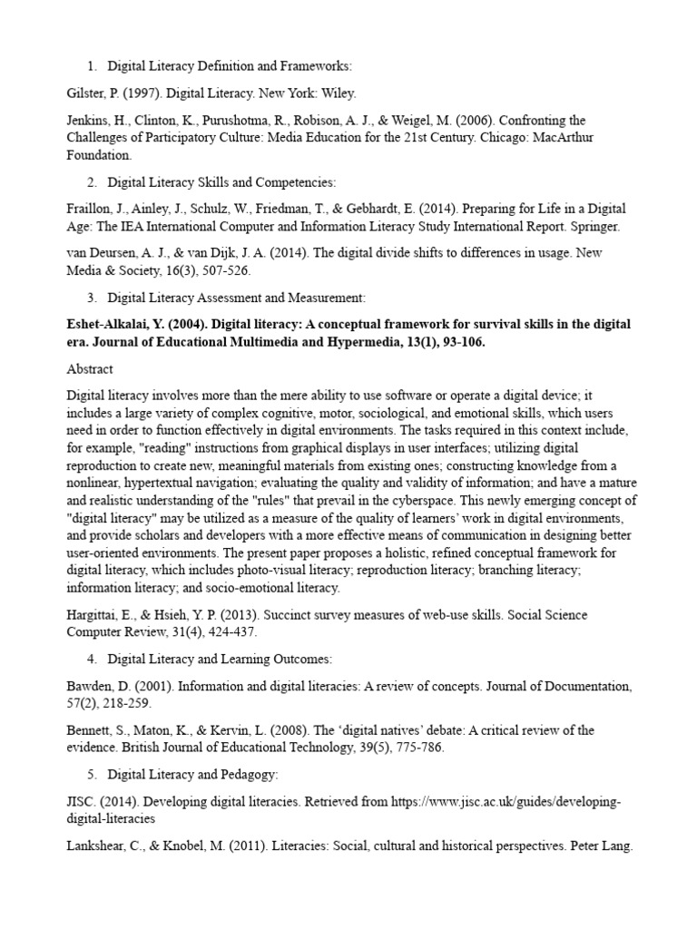 Digital Literacy Pdf Mental Health Educational Technology