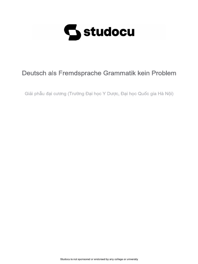 Deutsch Als Fremdsprache Grammatik Kein Problem | PDF