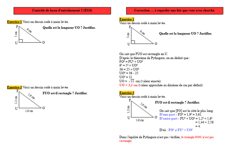 Calculs de longueurs et triangles rectangles | PDF | Géométrie ...