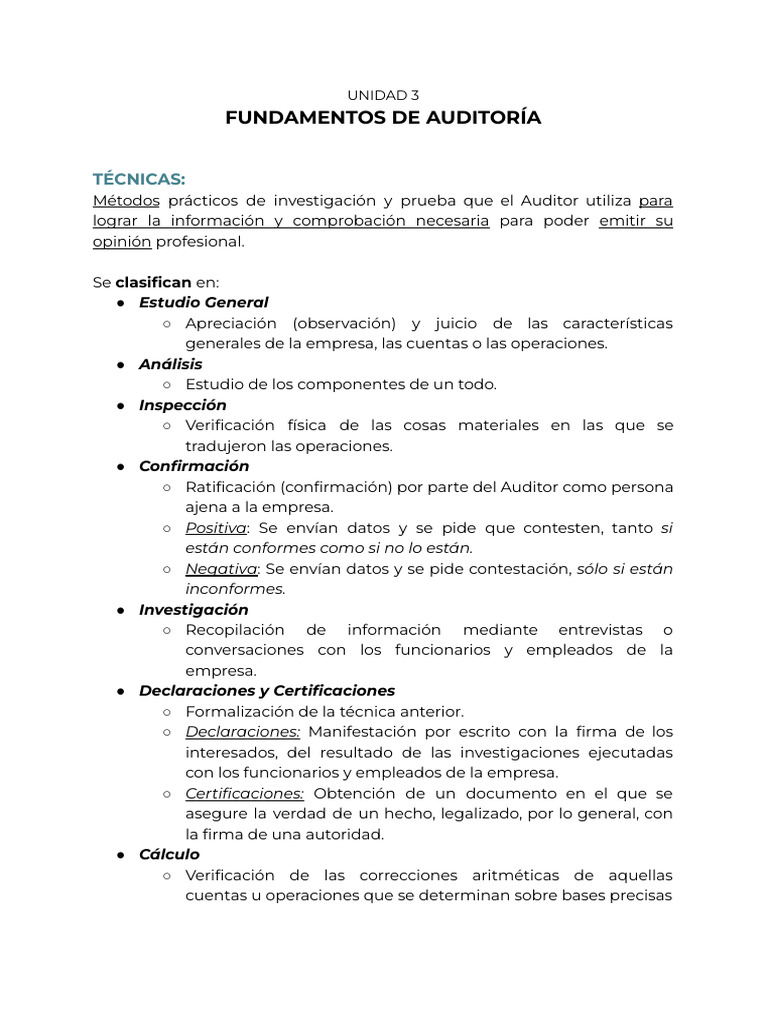Fundamentos y Técnicas de Auditoría | PDF | Auditoría | Contralor