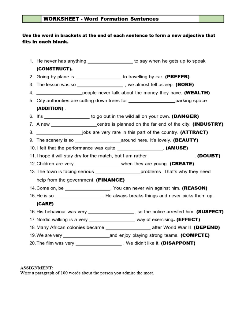 Adjectives Worksheet | PDF