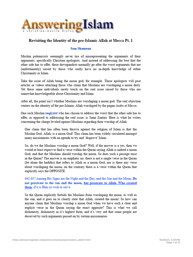 Pre-Islamic Allah: Hubal and Moon Worship | PDF | Allah | Muhammad