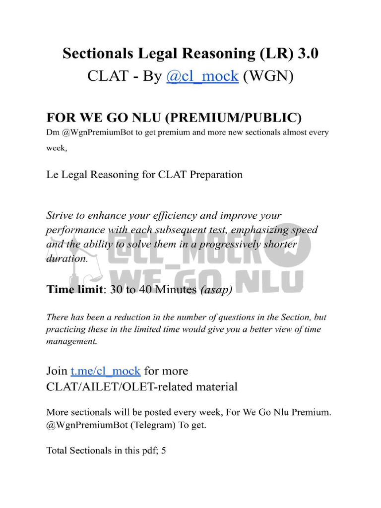 LE Legal ReasoningLR Sectionals 3 WeGoNlu PDF