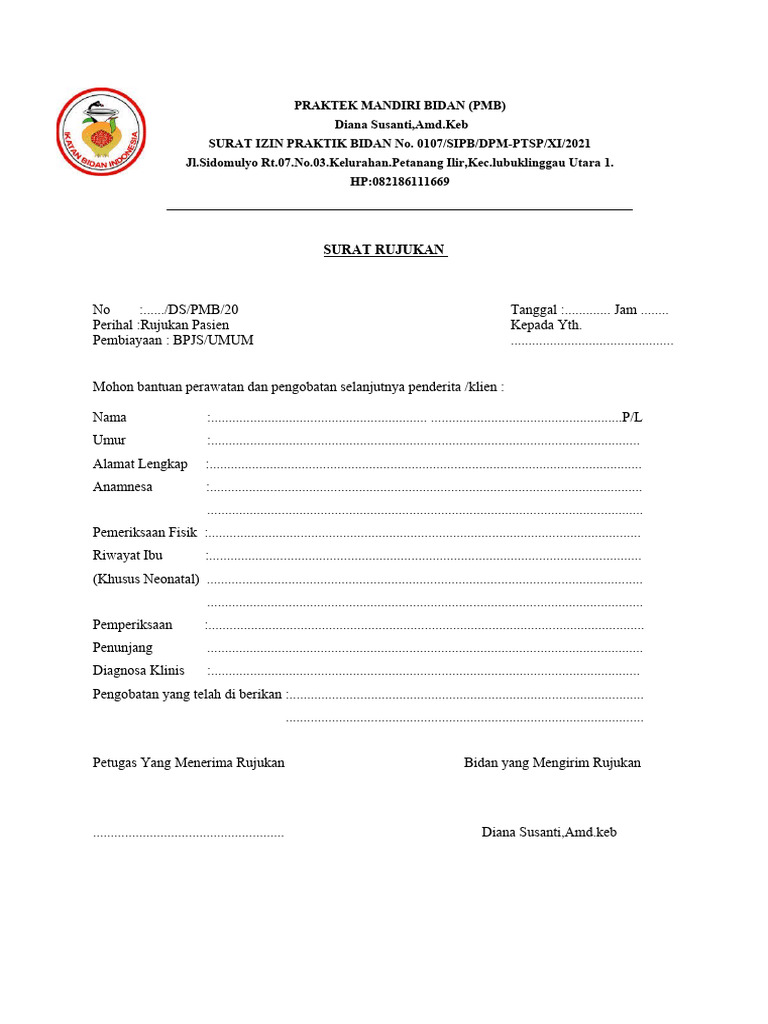 Surat Rujukan Praktek Bidan | PDF