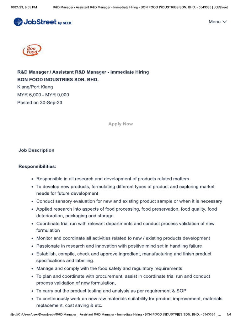 R&D Manager | PDF