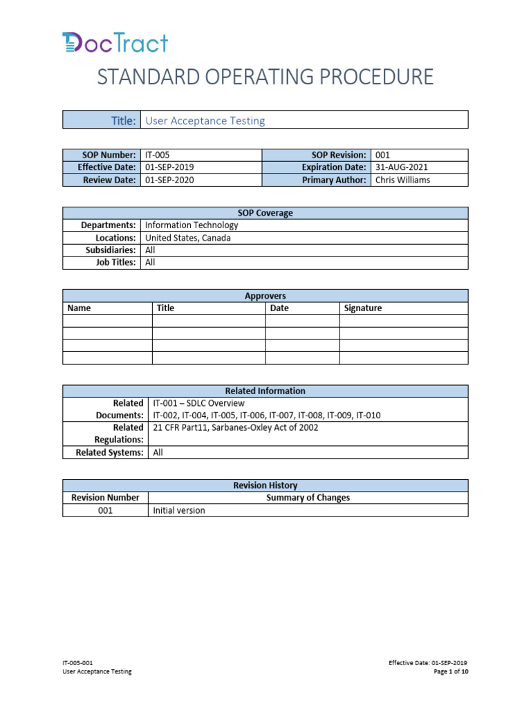 IT SOP Guide for UAT | PDF | Audit | Information Science