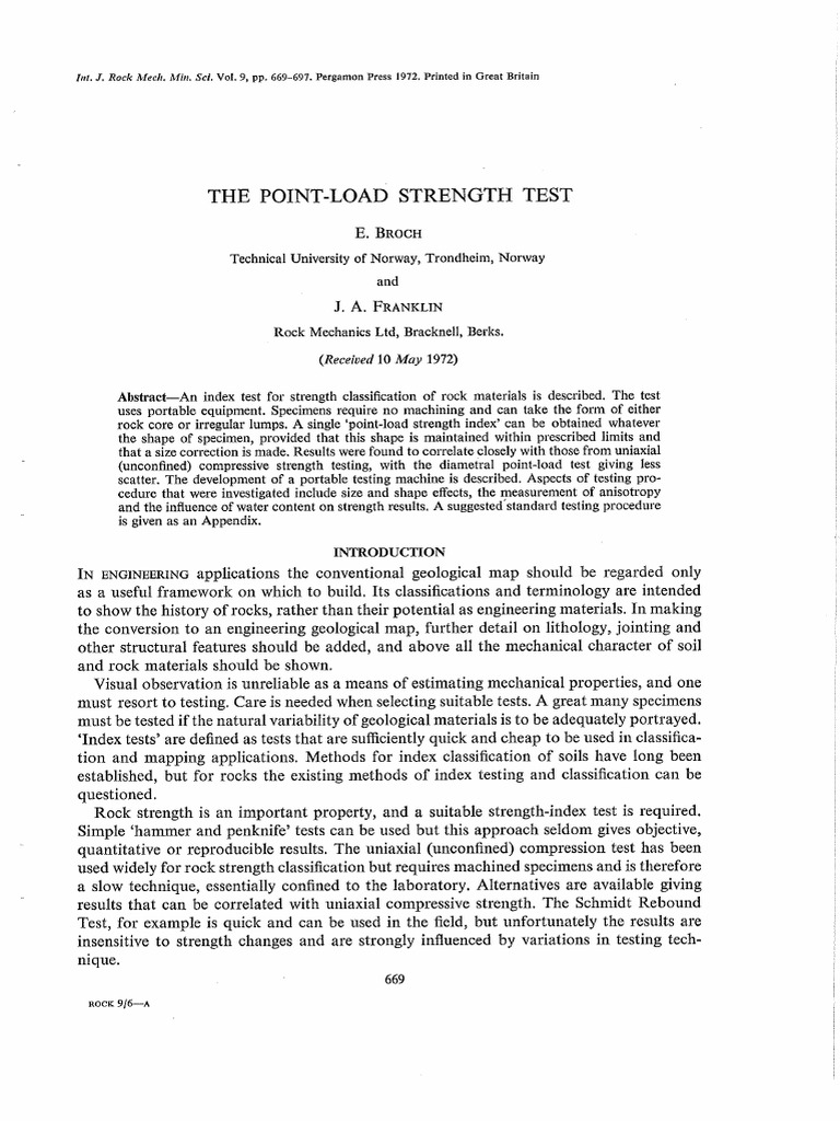 The Point Load Strength Test | PDF