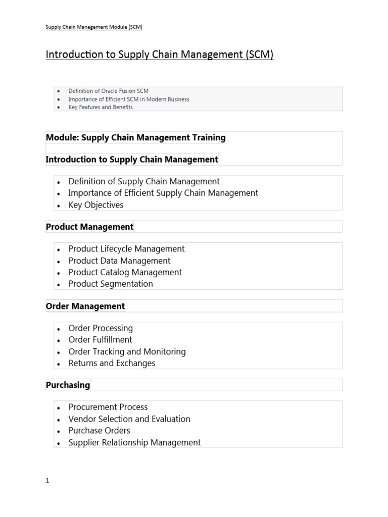 Introduction To Supply Chain Management Modules Summary YP PDF