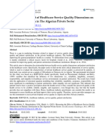 Measuring The Effect of Healthcare Service Quality Dimensions On Patient's Satisfaction in The Algerian Private Sector