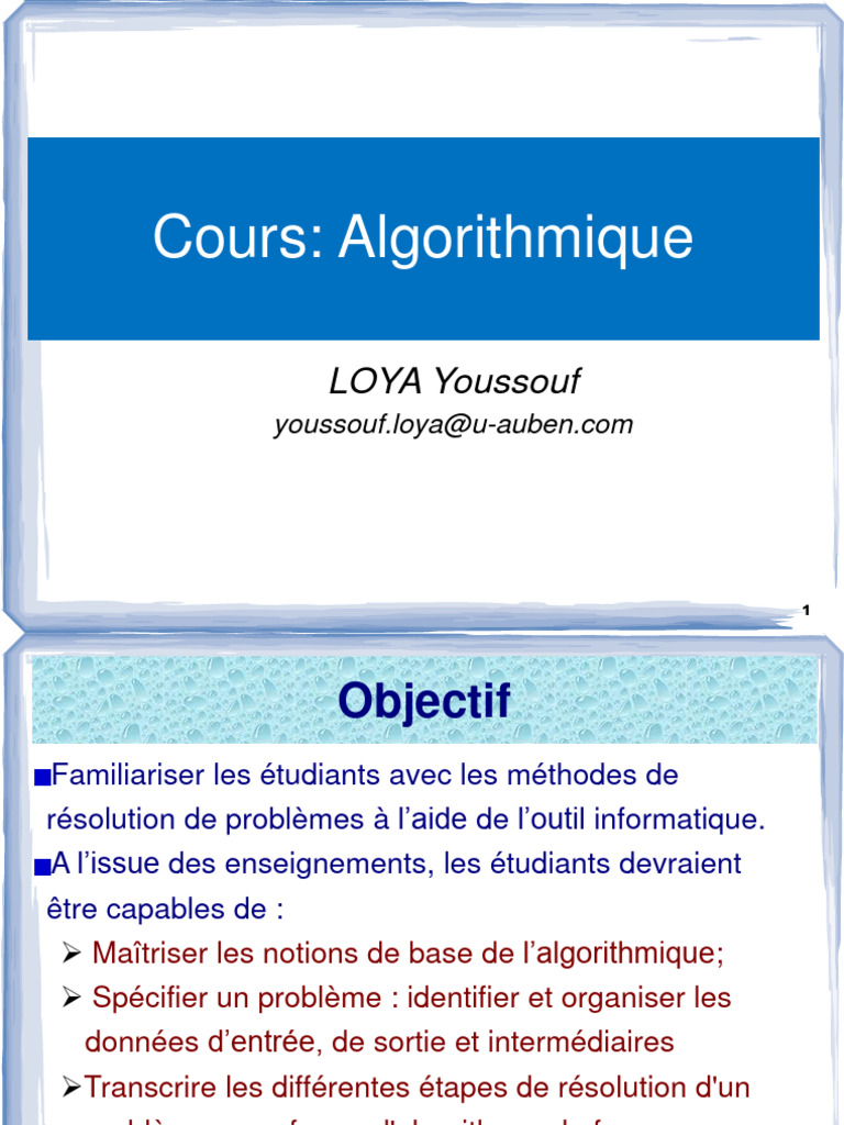 Introduction à l'Algorithmique et Contrôles | PDF | Structure de ...