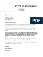 Formal Resignation Letter Example Template