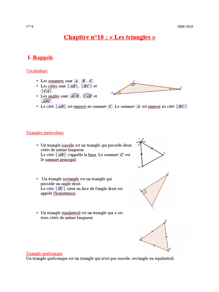Propriétés et constructions des triangles | PDF | Triangle | Cercle
