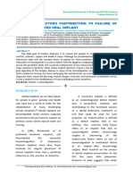 Prosthetic Factors Contributing To Failure of Osseointegrated Oral Implant