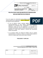 Sgi-Plt-14 Política de No Uso de Equipos de Comunicación Moviles Mientras Se Conduce