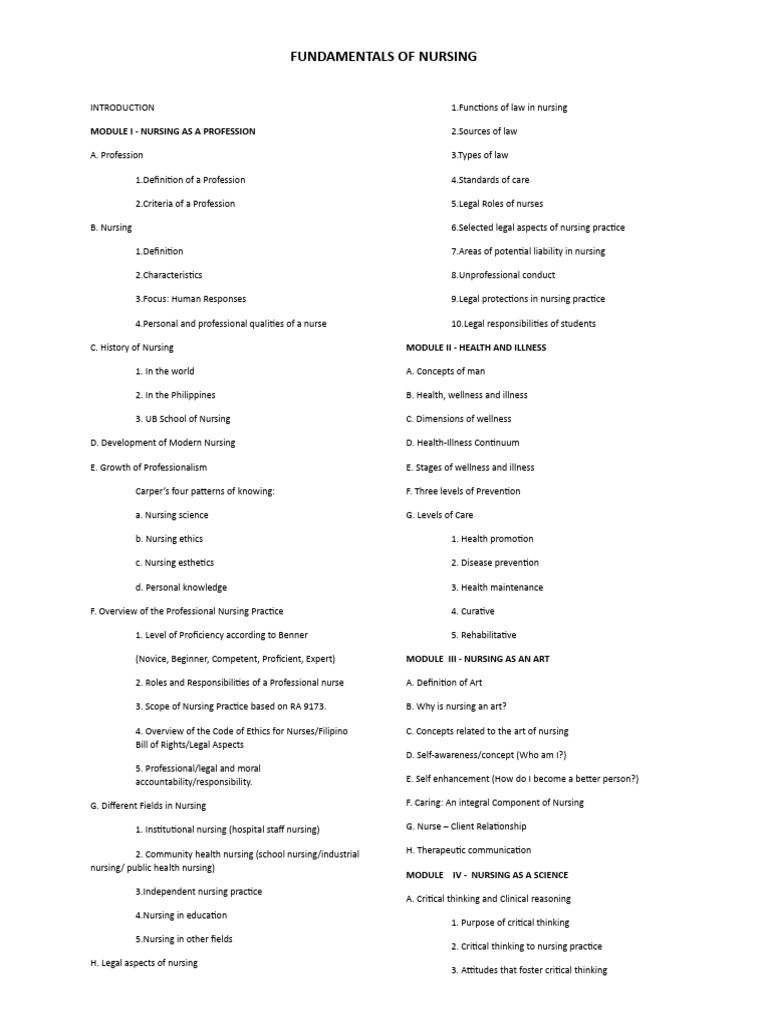 Fundamentals of nursing content pdf nursing critical thinking