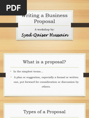 Workshop on Writing a Business Proposal