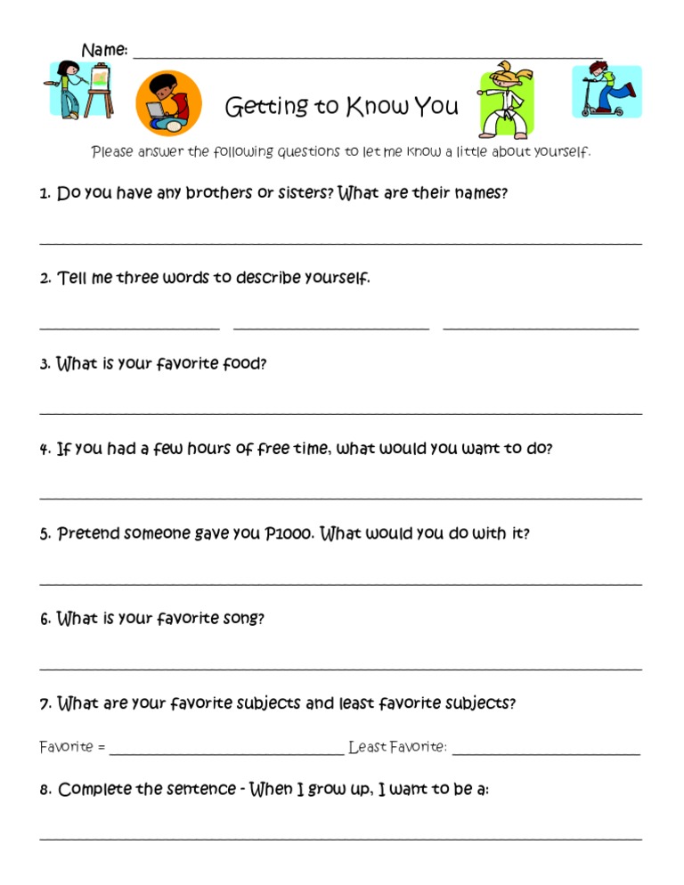 Personal Introduction Questionnaire | PDF