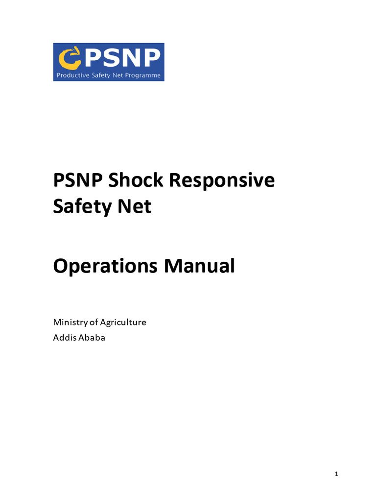 PSNP Shock Responsive Safety Net Manual | PDF | Food Security | World ...