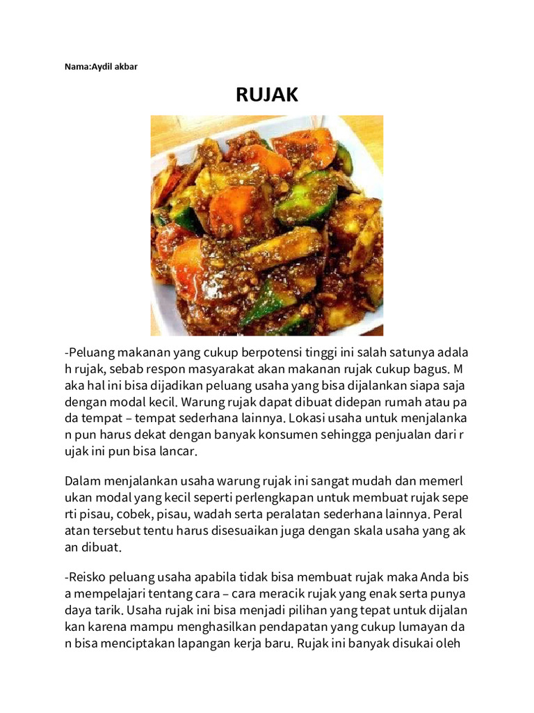 Peluang Usaha Rujak Buah Aesthetic | PDF