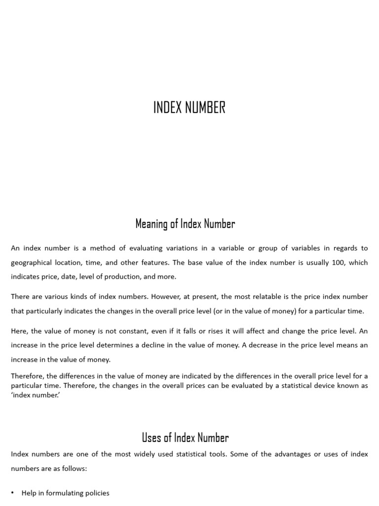 Index Numbers PDF Index (Economics) Price Indices