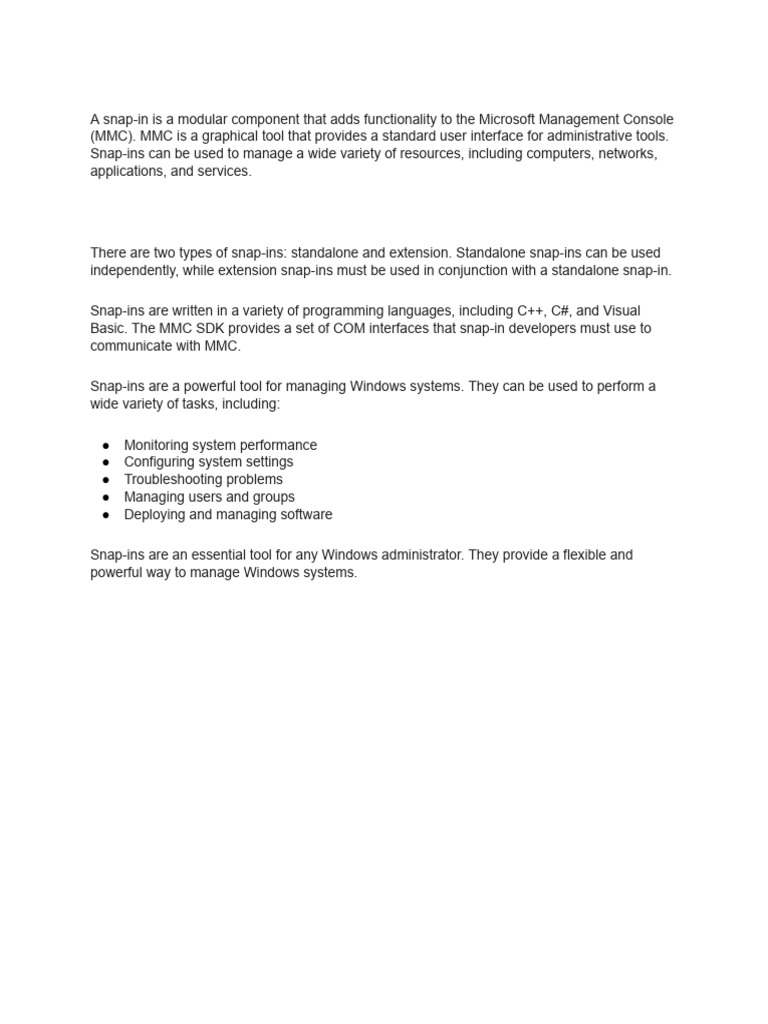 What Is SnapIn Used in MMC PDF