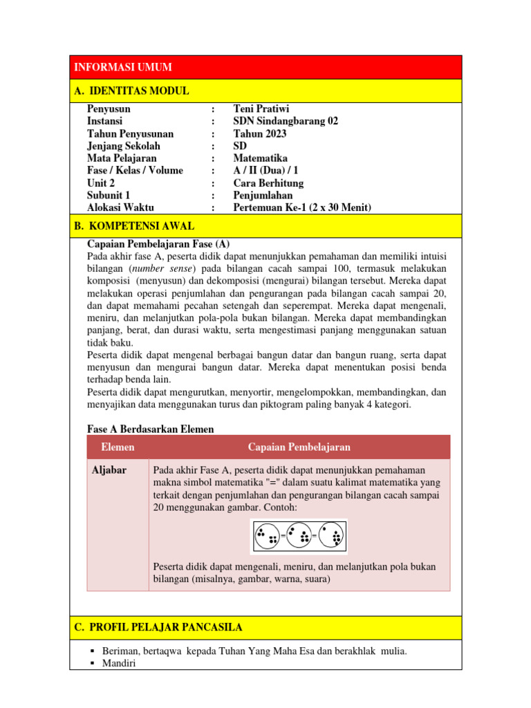 Modul Ajar Matematika Kelas 2 Unit 2 | PDF